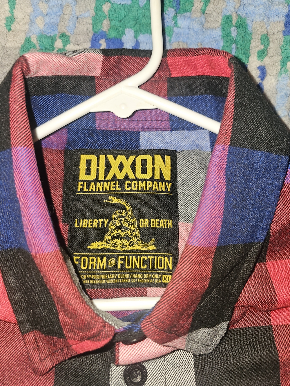 DIXXON Red Black Blue Plaid Flannel Button-Down Shirt "Rare One Here"